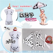 SUPER SONICO Cow Cosplay Bikini Swimsuit Set SUKUMIZU Swimwear + Neck