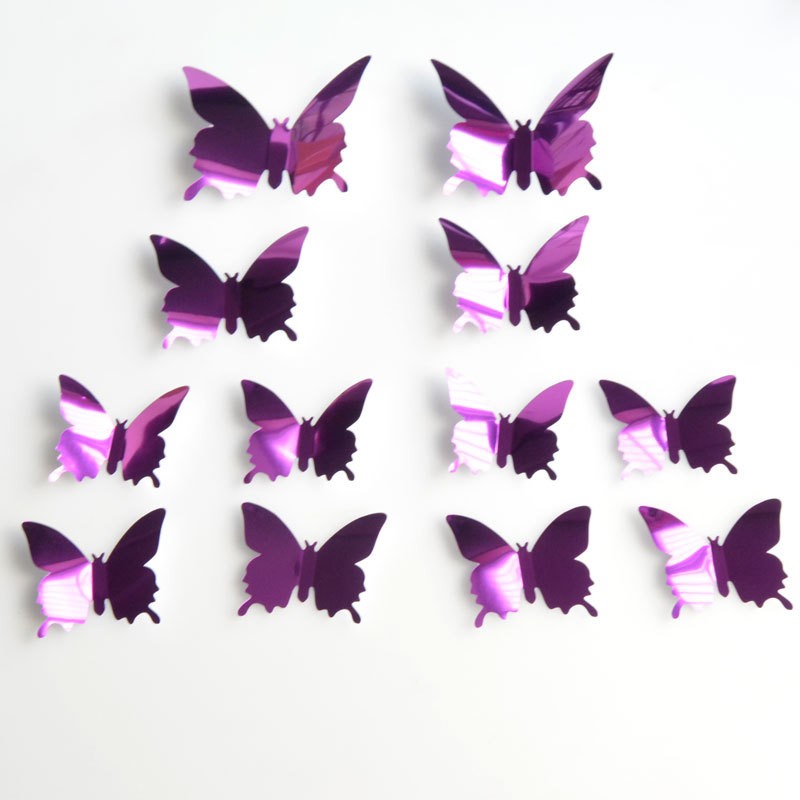 5 set 3D Butterfly Wall Sticker Mirror butterfly Bedroom Living Room Wall Decor