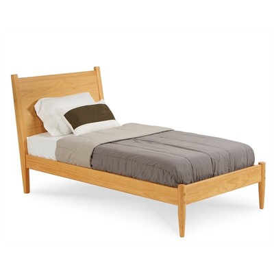 Camaflexi Mid-Century Solid Wood Twin Panel Bed in Scandinav