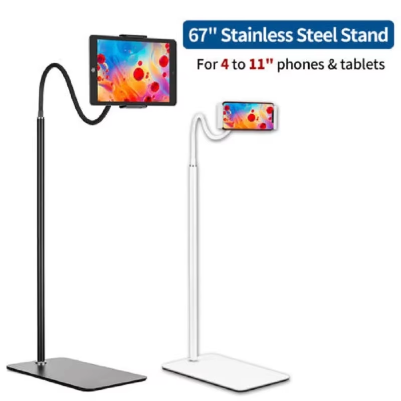 Universal 67 Inch Stainless Steel Floor Stand Tablet Mount Stand Phone Holder Tr