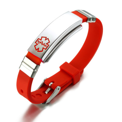 Personalized Medical alert ID Bracelet Silicone Emergency Life Saving Wristband