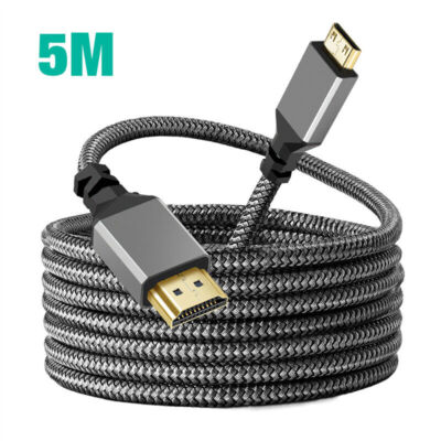 Mini HDMI to HDMI Cable High Speed Braided Cord 3D 4K/60Hz 1080p For HDTV Camera