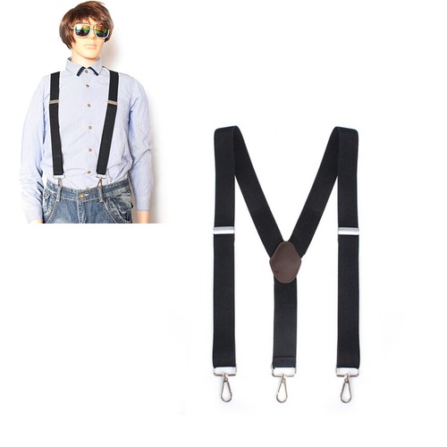 Men's Adjustable Suspenders Elastic Y-Shaped Braces Hooks Pants Brace Solid New