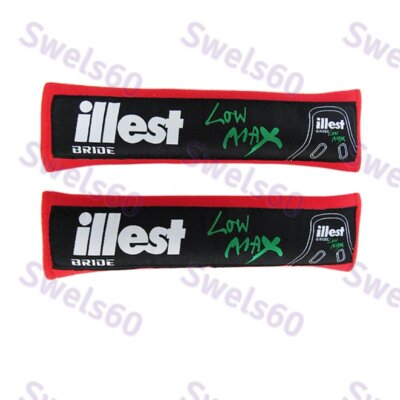 X2 Red JDM ILLEST BRIDE Seat Belt Cover Shoulder Pads Embroidery for Honda New