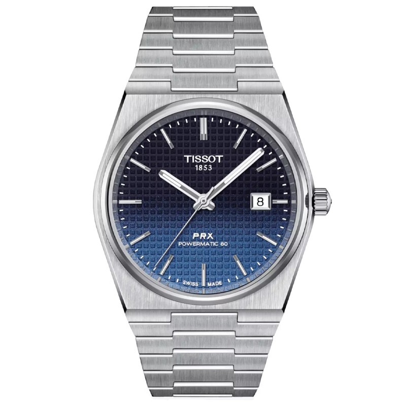 Tissot prx ブラックダイヤル【発送6/30】 Tissot PRX 40mm、35mm 時計ストラップ ブラック ボックスカーフ