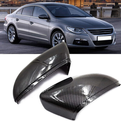 For VW Beetle CC Passat Jetta Scirocco Carbon Fiber Wing Mirror Cover Cap