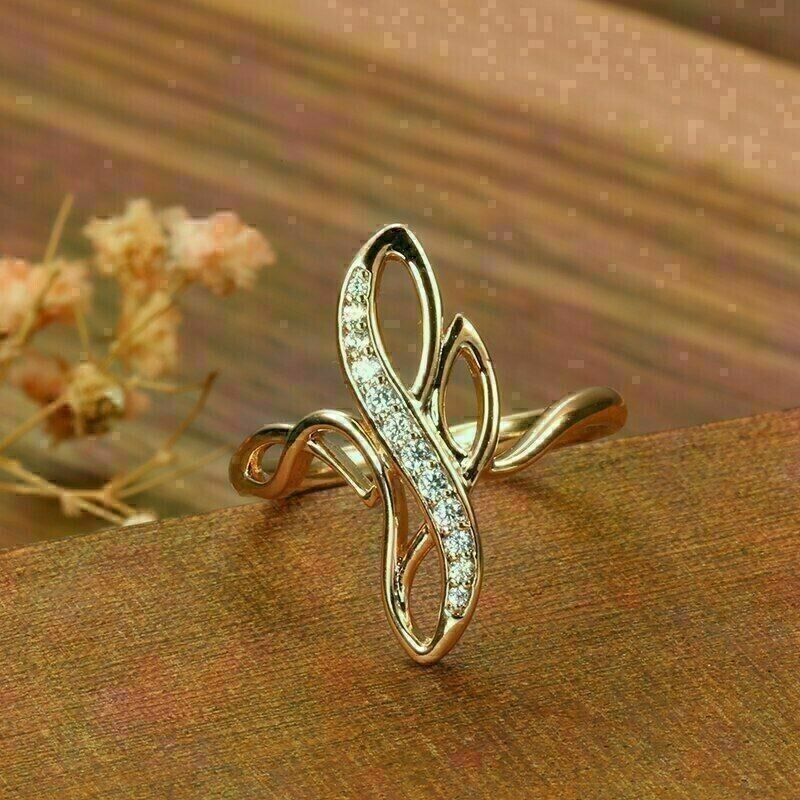 2 Ct Round Cut Simulated Diamond Engagement Wedding Ring 14K Yellow Gold Finish