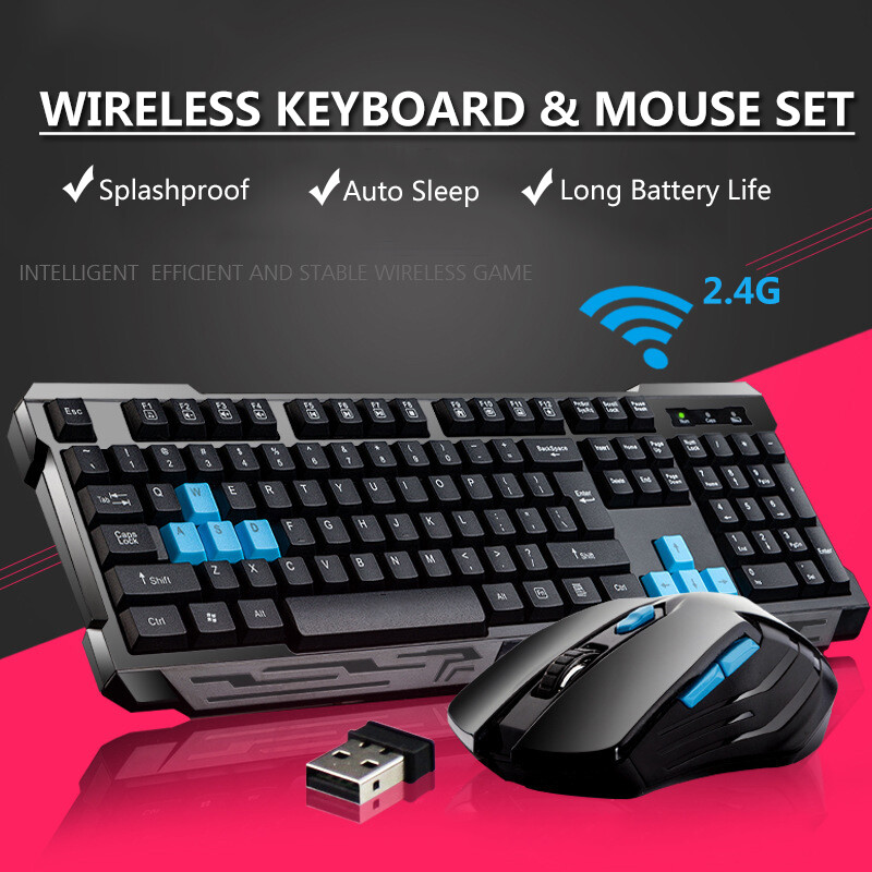 Wireless Gaming Keyboard And Mouse Set Bundle 6 Key 2.4GHz F