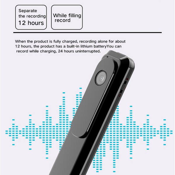 Digital voice recorder with 24-hour battery life.
