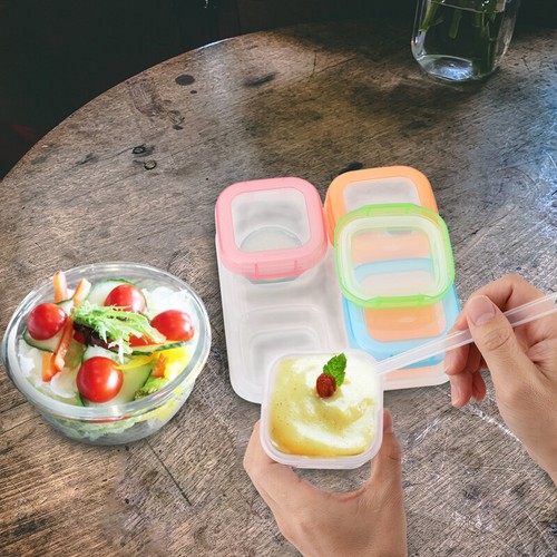 4PACK REUSABLE MINI- CONTAINERS W LID Stackable 4 Oz Baby Food Storage