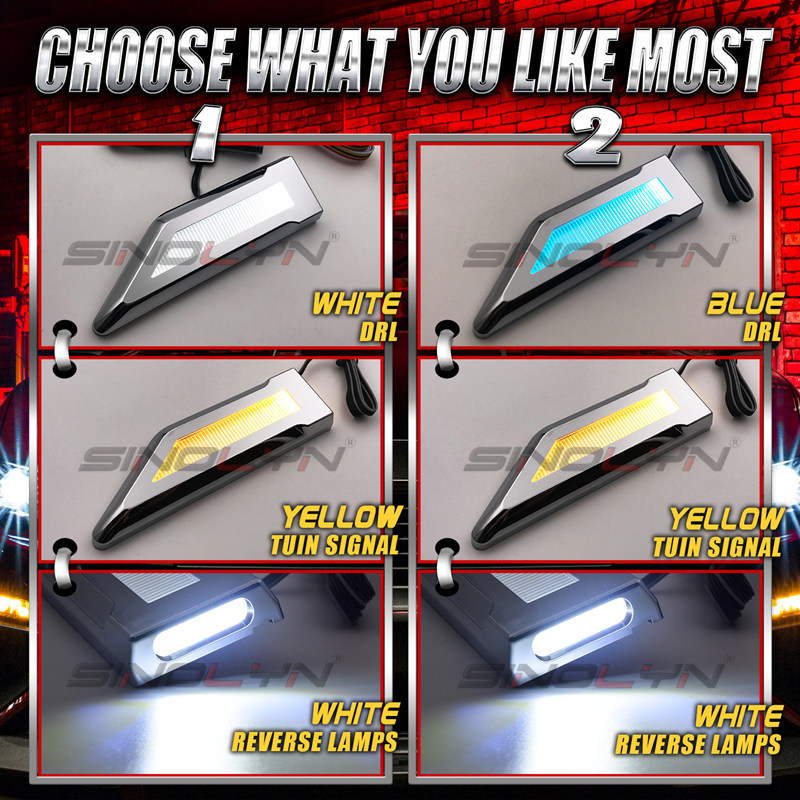 Switchback LED Light Side Marker Lamps Turn Signal+DRL+ Reverse Parking