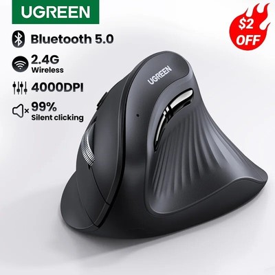 UGREEN Vertical Mouse Wireless Bluetooth5.0 2.4G Ergonomic Computer Laptops Mice