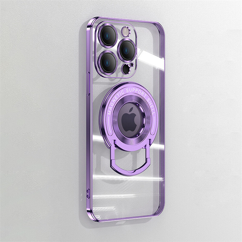 Plating Clear Ring Stand TPU Case For iPhone 14 Plus 13 12 11 Pro Max Back Cover