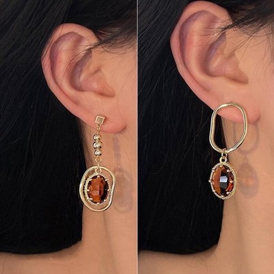 Retro Colorful Earrings For Women Exquisite Asymmetric Geometric Jewelry Gift