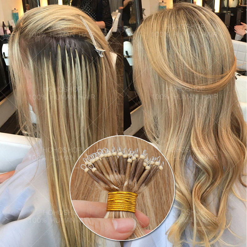 Russian Nano Ring 100 Real Remy Human Hair 1g Loop Micro Beads