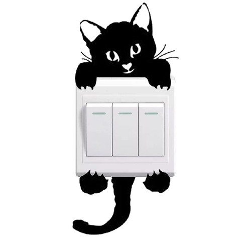 Lichtschalter Aufkleber Wechseln Abnehmbare Katze für Kinderzimmer Wandaufkleber