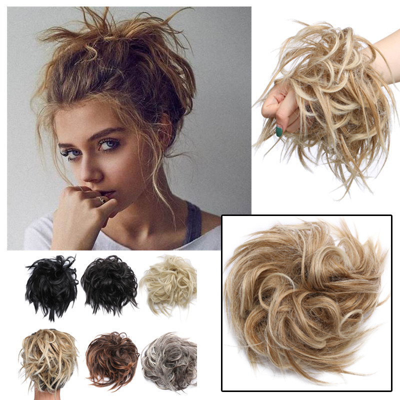 Messy Wavy Curly Updo Bun Hair Extension Wrap Around Ponytail