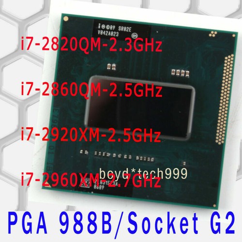 Intel Core i7-2820QM i7-2860QM i7-2920XM i7-2960XM Socket G2