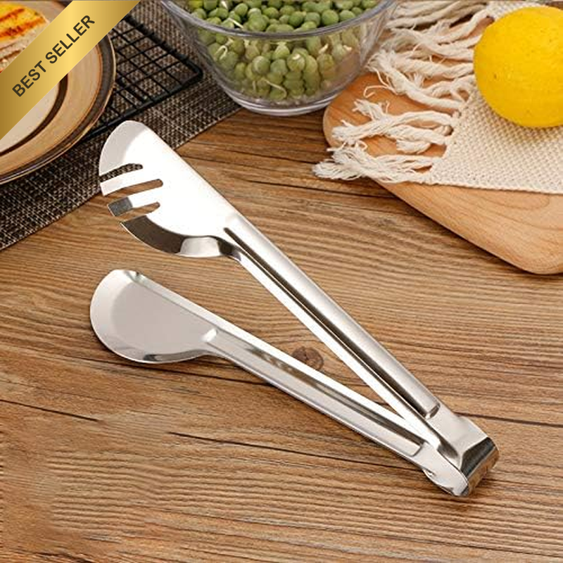 9.5'' Stainless Steel Food Tongs, Silver, 6.5 X 24 Cm, Universal Tong, BBQ Kitch