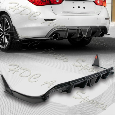 For 2014-2017 Infiniti Q50 Rear Bumper Diffuser Spoiler Lip W / Smoke LED Light