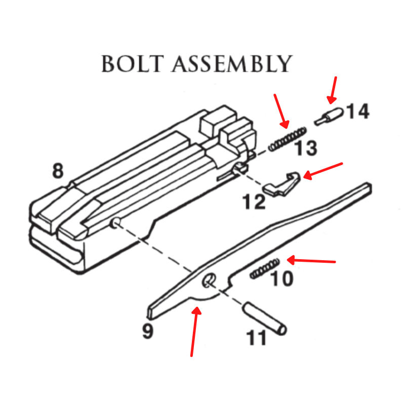RUGER 10/22 BOLT TUNE UP KIT FIRING PIN EXTRACTOR PLUNGER USA MADE BY MOONDUCK