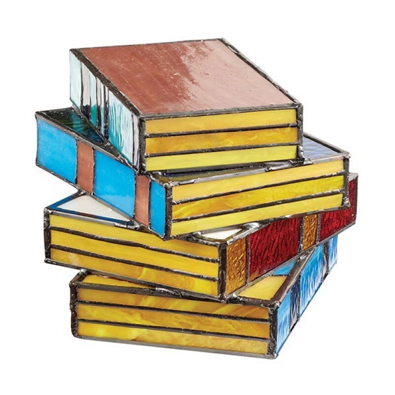 Stained Stacked Books Lamp Tiffany Style Table Lamp Home Decor Book Lamps