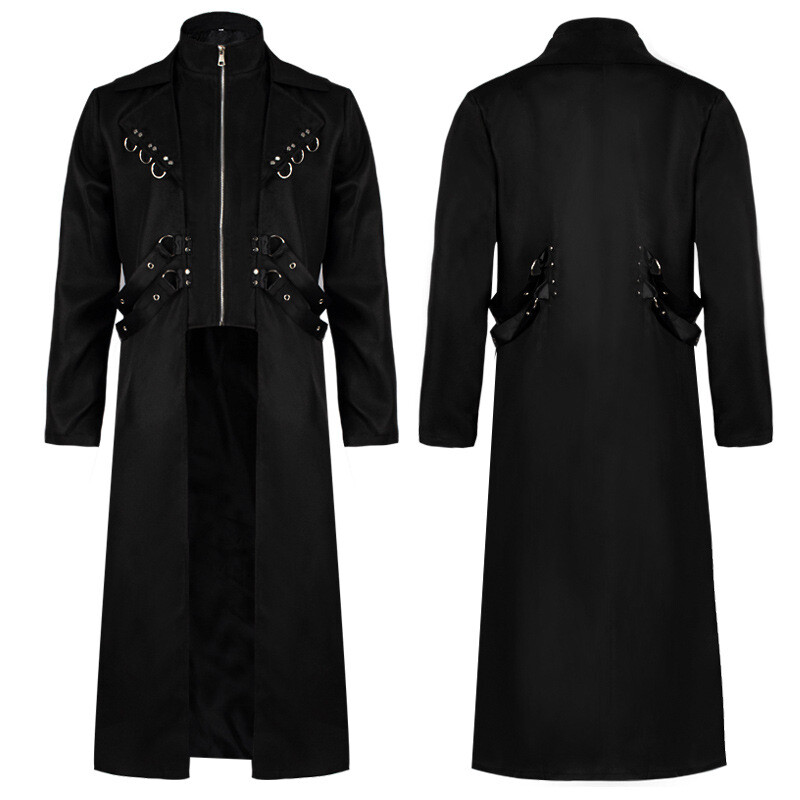 Steampunk Men Long Coat Jacket Medieval Renaissance Gothic Dress Stage Costume