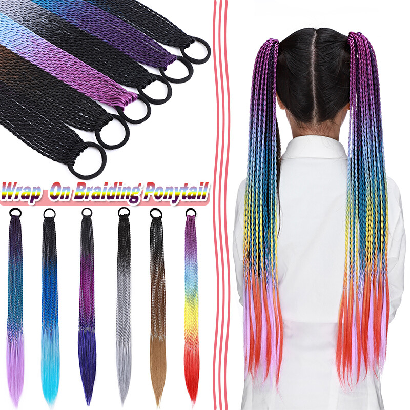 Coloured Braids Ponytail Hair Band Synthetic Braided Pigtail Long Hair Extension
