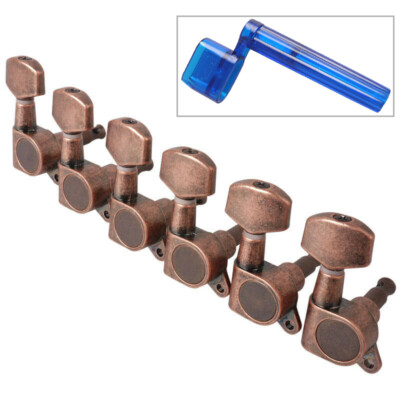 6R Guitar String Inline Tuning Pegs Locking Tuners Keys Machine Heads Red Bronze