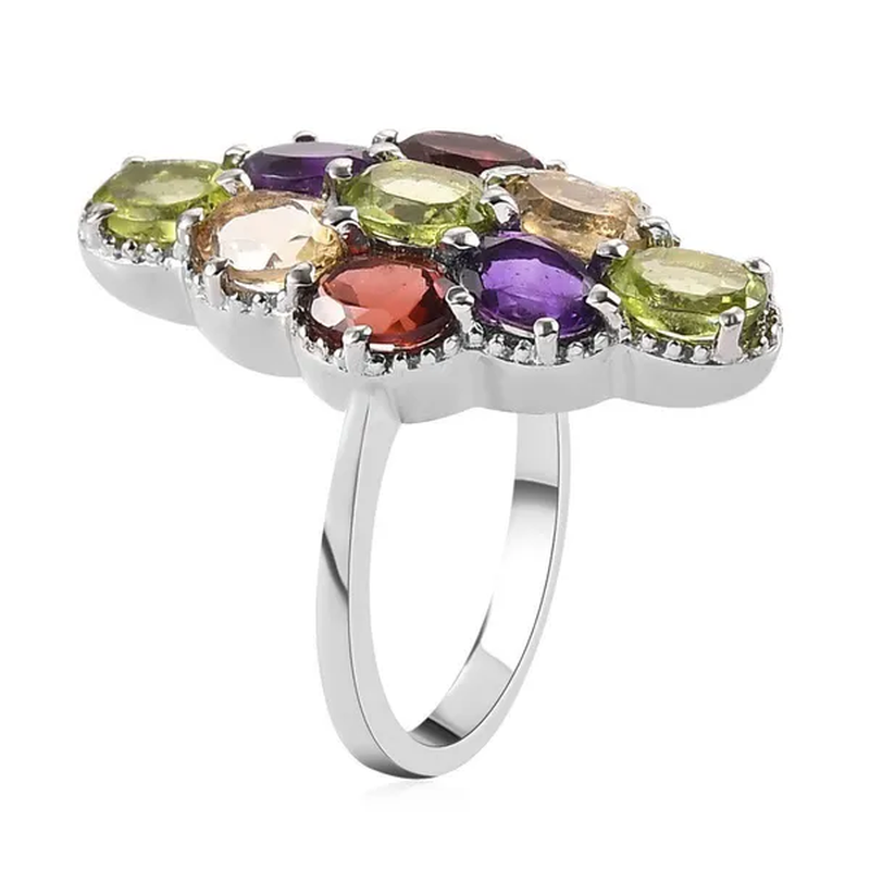 Shop LC Red Garnet Peridot Oval Stainless Steel Statement Ring for Women Size 7 Ct 3.57