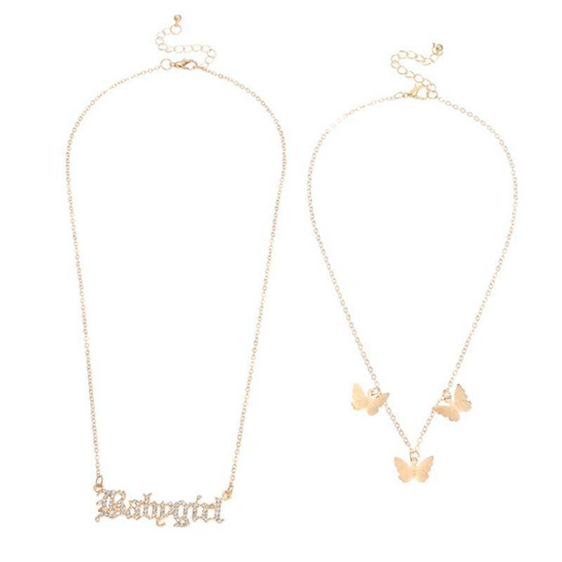 Download Babygirl Butterfly Necklace Double Layer Pendant Clavicle ...
