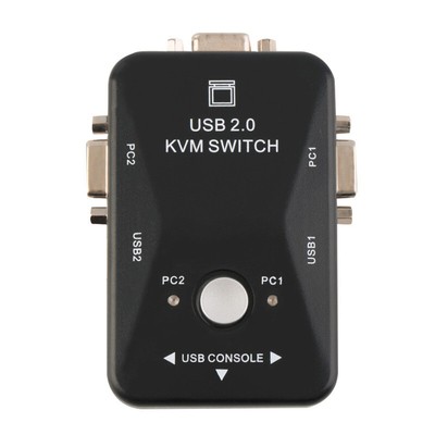 2 Port USB 2.0 KVM Switch With 2 Set Cable for Mouse Keyboard Monitor LCD LED
