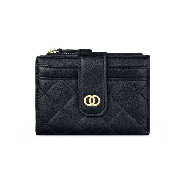 Small Bifold Wallet for Women Leather Credit Card Holder Zip