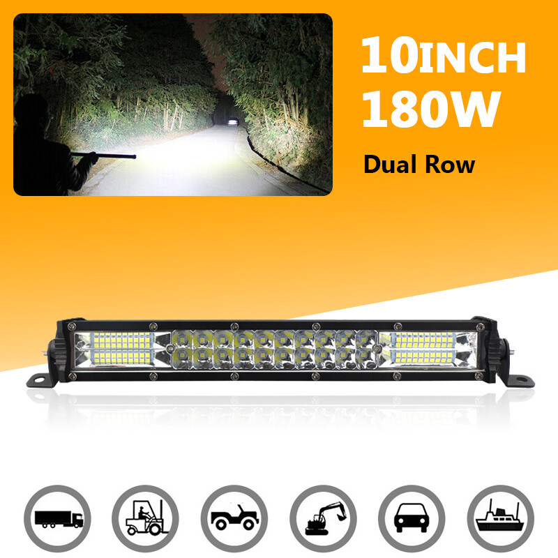 Spot Flood Combo Beam Off Road Light Bar 12V 10 Inch 180W Dual Row - Foto 14