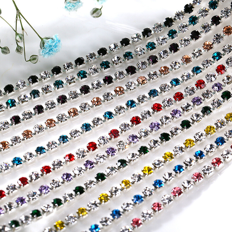 10 Metres Shiny Rhinestone Chain Trim Ribbon Crystal Glass Costume Sewing Crafts