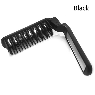 Portable Folding Hair Brush With Mirror Compact Pocket Size Purse Travel Combs*