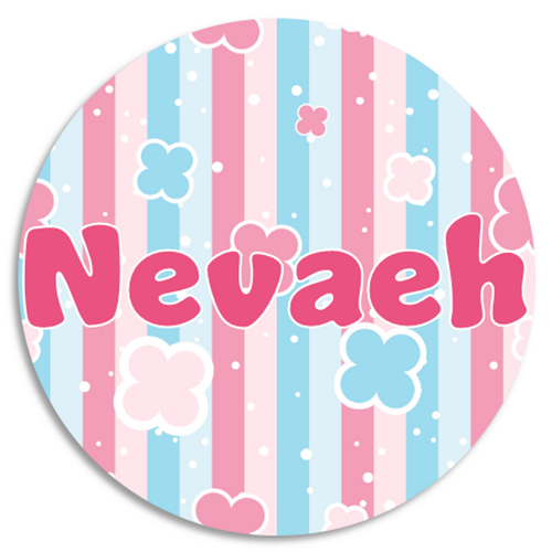 Nevaeh - Circle Sticker Decal 3 Inch - Name Tag Water Bottle School Supplies