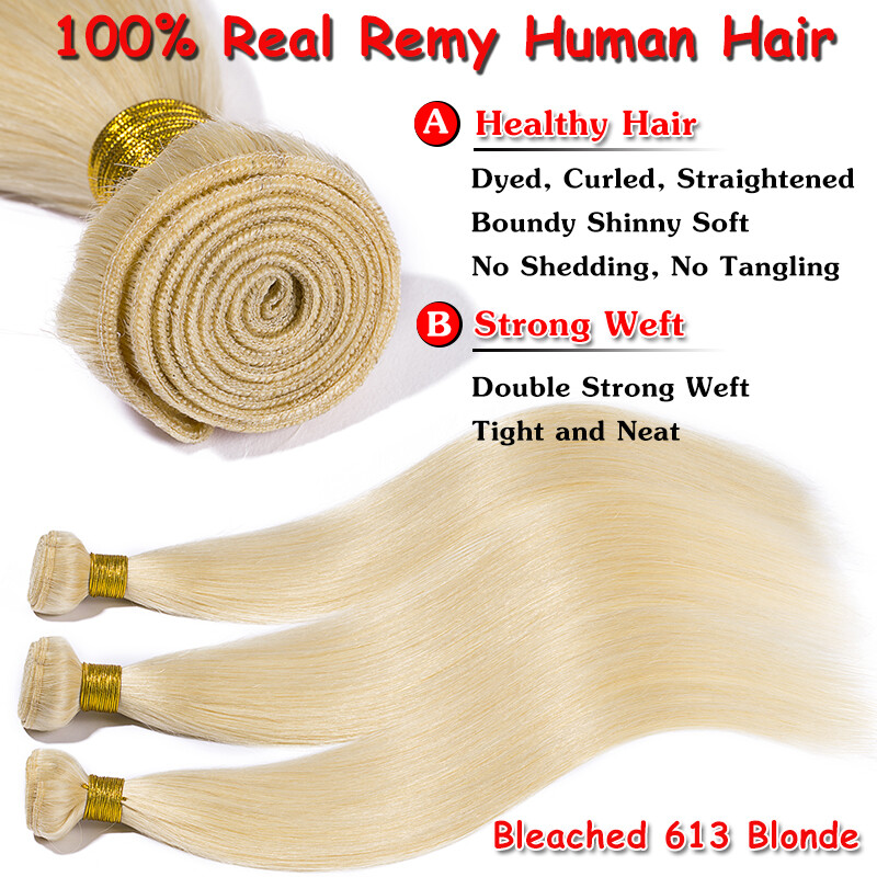 Thick Blonde 100 Virgin Human Hair Weaves Russian Hair 3 Bundles