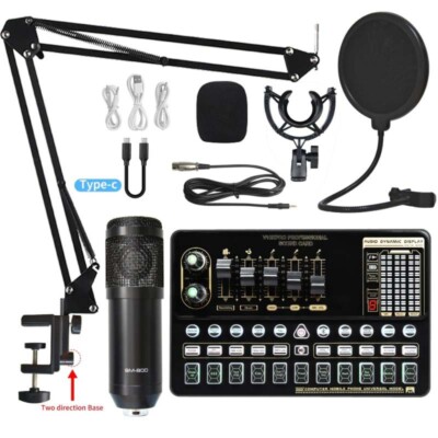 Complete Home Studio Recording Kit Mixer Condenser Microphone for Music Podcast