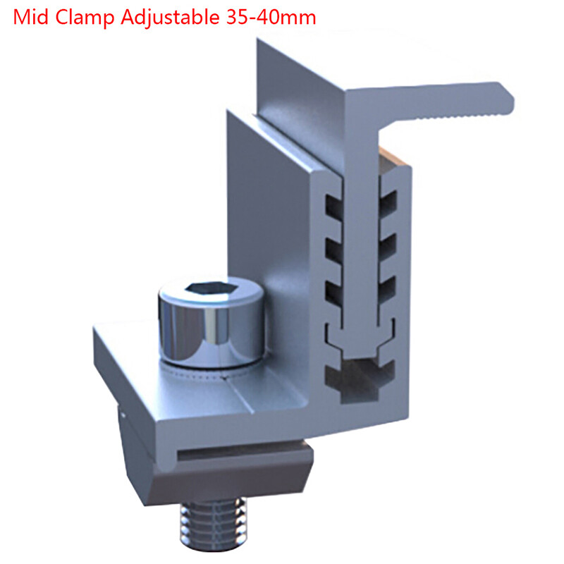 Solar Panel PV Bracket Roof Adjustable For 19mm--55mm Framed End Mid Clamp@-@
