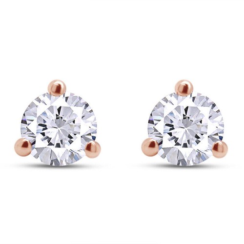 1/2 Ct Round Lab Created Grown Diamond Earrings 14K Rose Gold SI1 Martini Screw