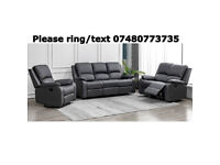 black brown grey Leather recliners 3 2 1 seater sofa set 
