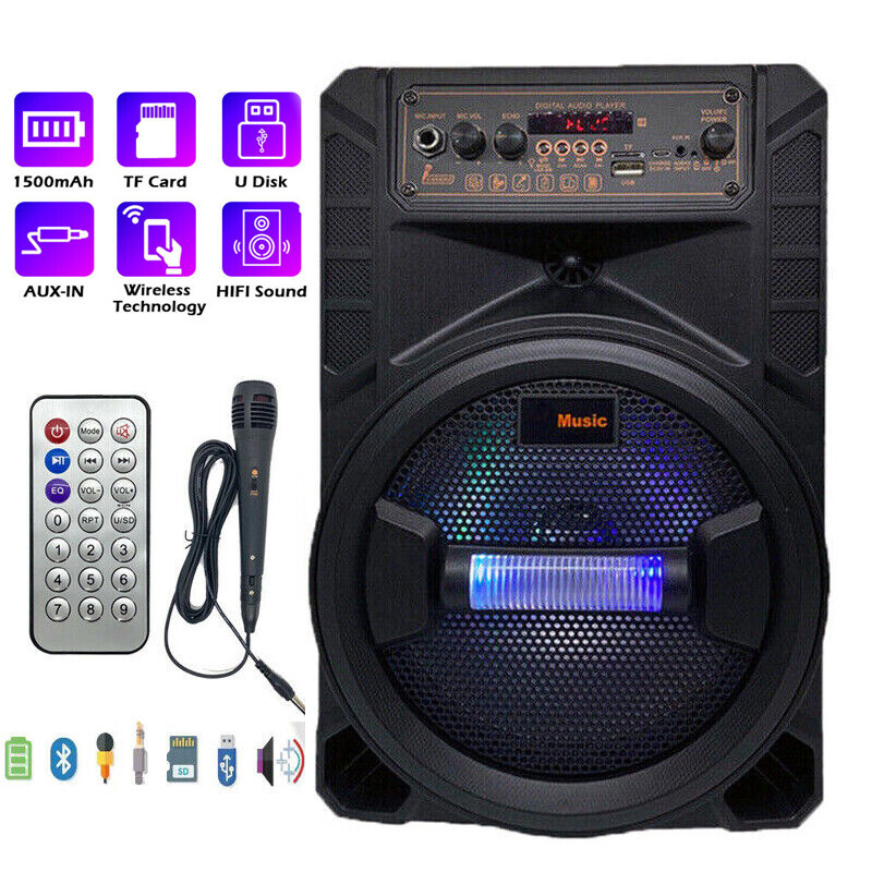 Portable 6000W Bluetooth Speaker Sub Woofer Heavy Bass Sound System Party & Mic