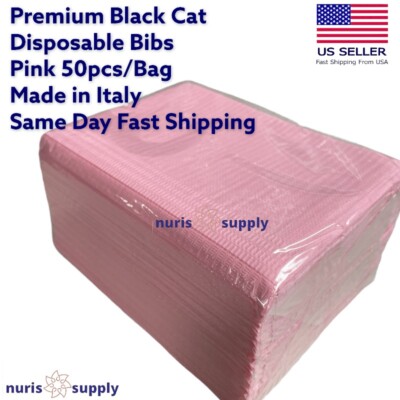 Pink Bibs Dental Disposable Tattoo Piercing Surgical Medical Absorbent 50/Bag