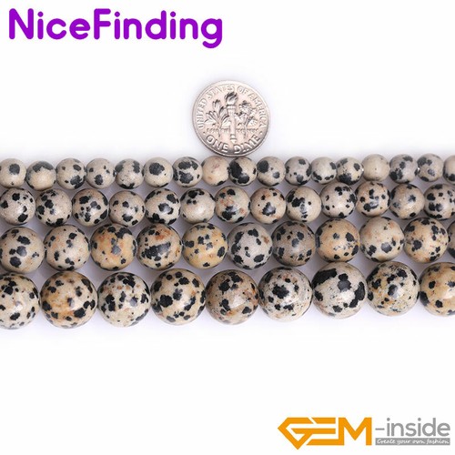 Dalmation Jasper Round Natural Beads For Jewelry Making Strand 15