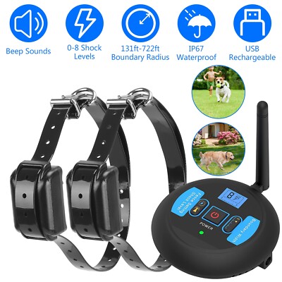 Wireless Electric Dog Fence Pet Containment System Shock Collar For 1/2/3Dogs US