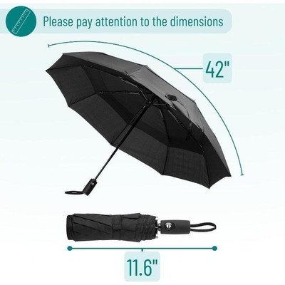 Windproof Travel Umbrella, Automatic Umbrellas for Rain, Compact Umbrella