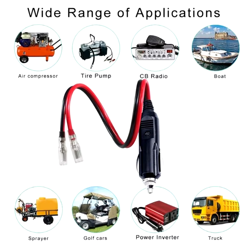 2Pcs 12V Cigarette Male Plug Adapter Replacement for Vehicle Car Truck