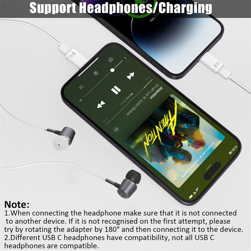 2*USB Type C Female to iOS Male Adapter For iPhone 14/13/12/11/XR/XS/SE 3