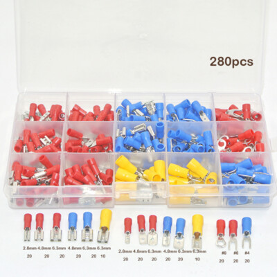 280PCS Assorted Crimp Spade Terminal Insulated Electrical Wire Connector Kit Set